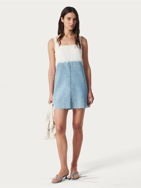rag & bone White and Light Blue Sleeveless Shift Mini Dress